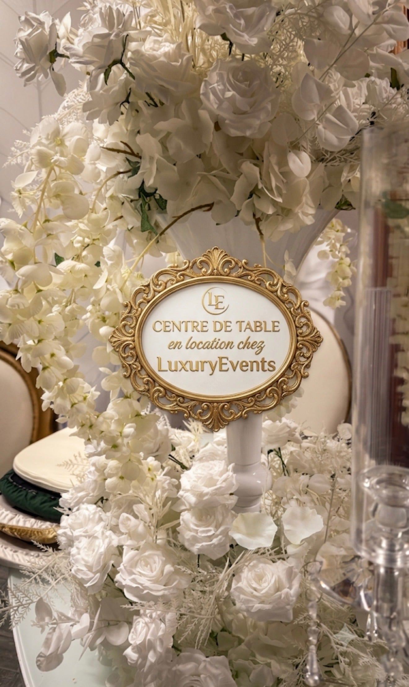 Vase Blanc Centre de Table Floral
