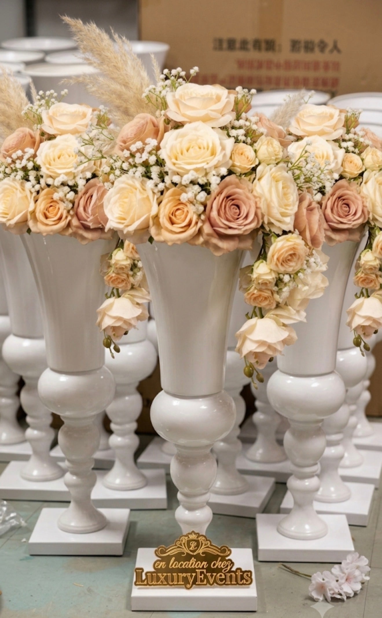 Vase Baroque Blanc Centre de Table