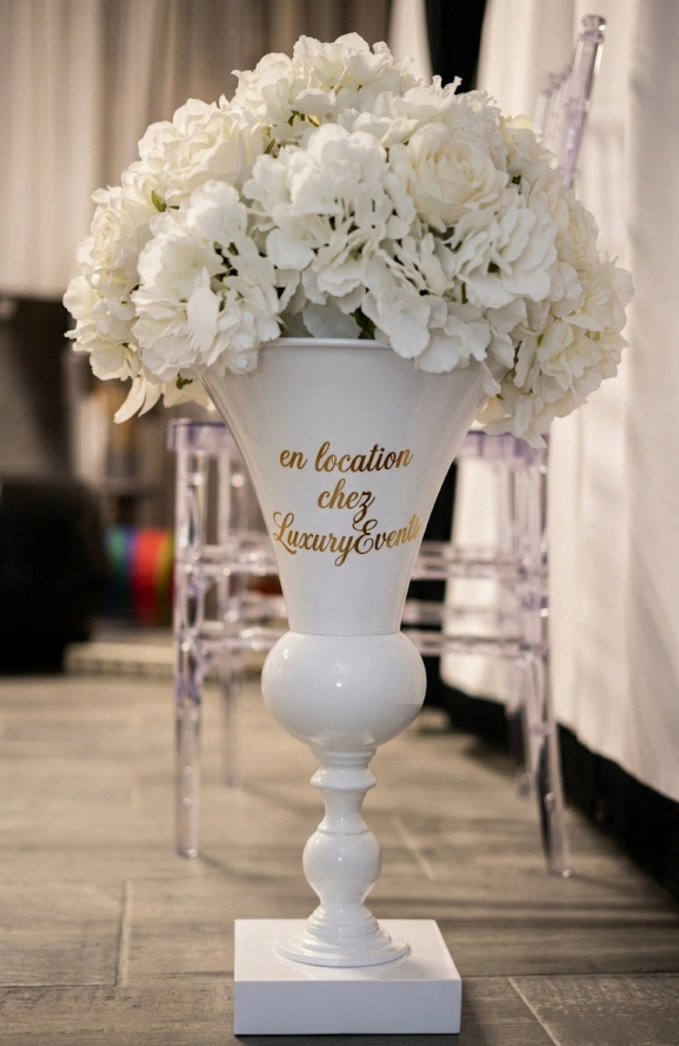 Centre de Table Vase Trompette Blanc