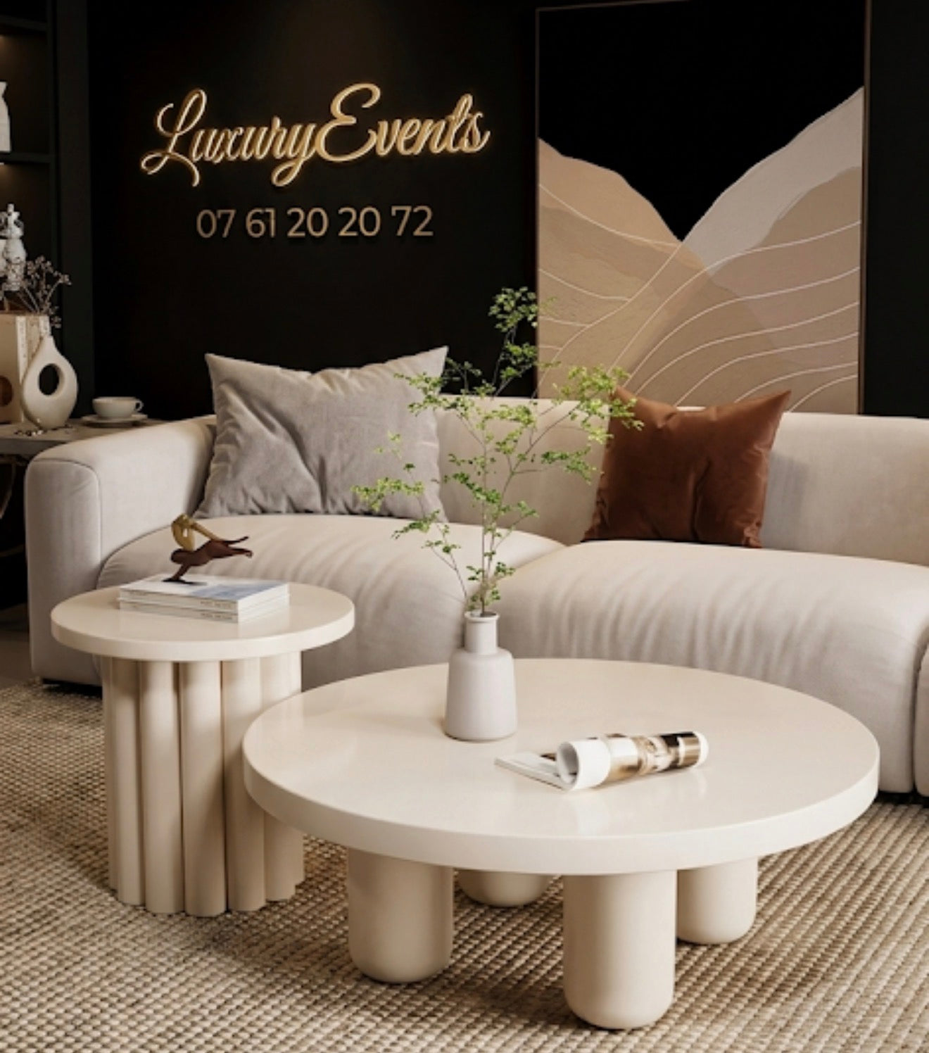 Set Tables Basses Double Blanc – Location Événementielle Valentigney Montbéliard