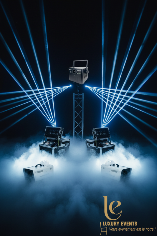 Pack Laser + 2 Machines à Fumée Lourde + Machine au Sol + Clavier de Commande | Luxury Events