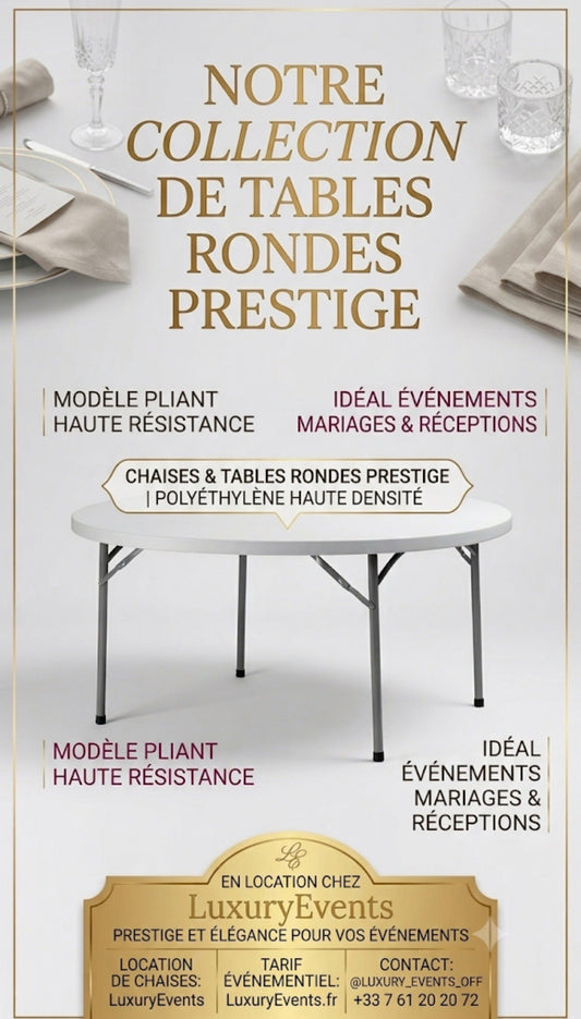 Table Rondes Pliante Prestige – Location Événementielle