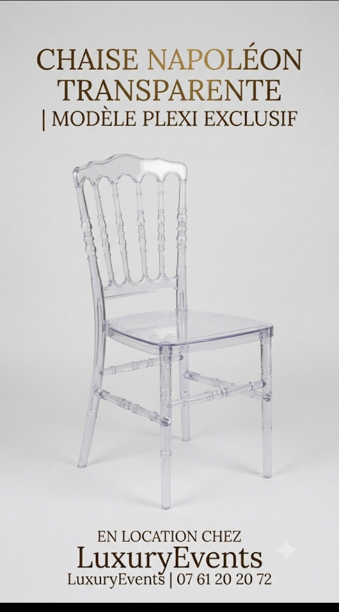 Location Chaise Napoléon Transparente – Modèle Plexi Exclusif