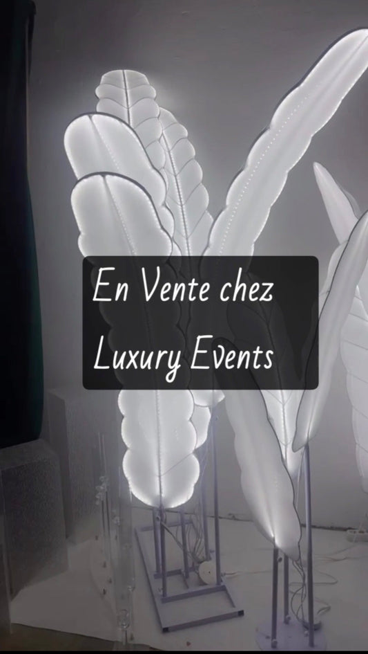 Lot 3 Feuilles de Bananier LED Blanc Dégradé – Éclairage Événementiel | Luxury Events