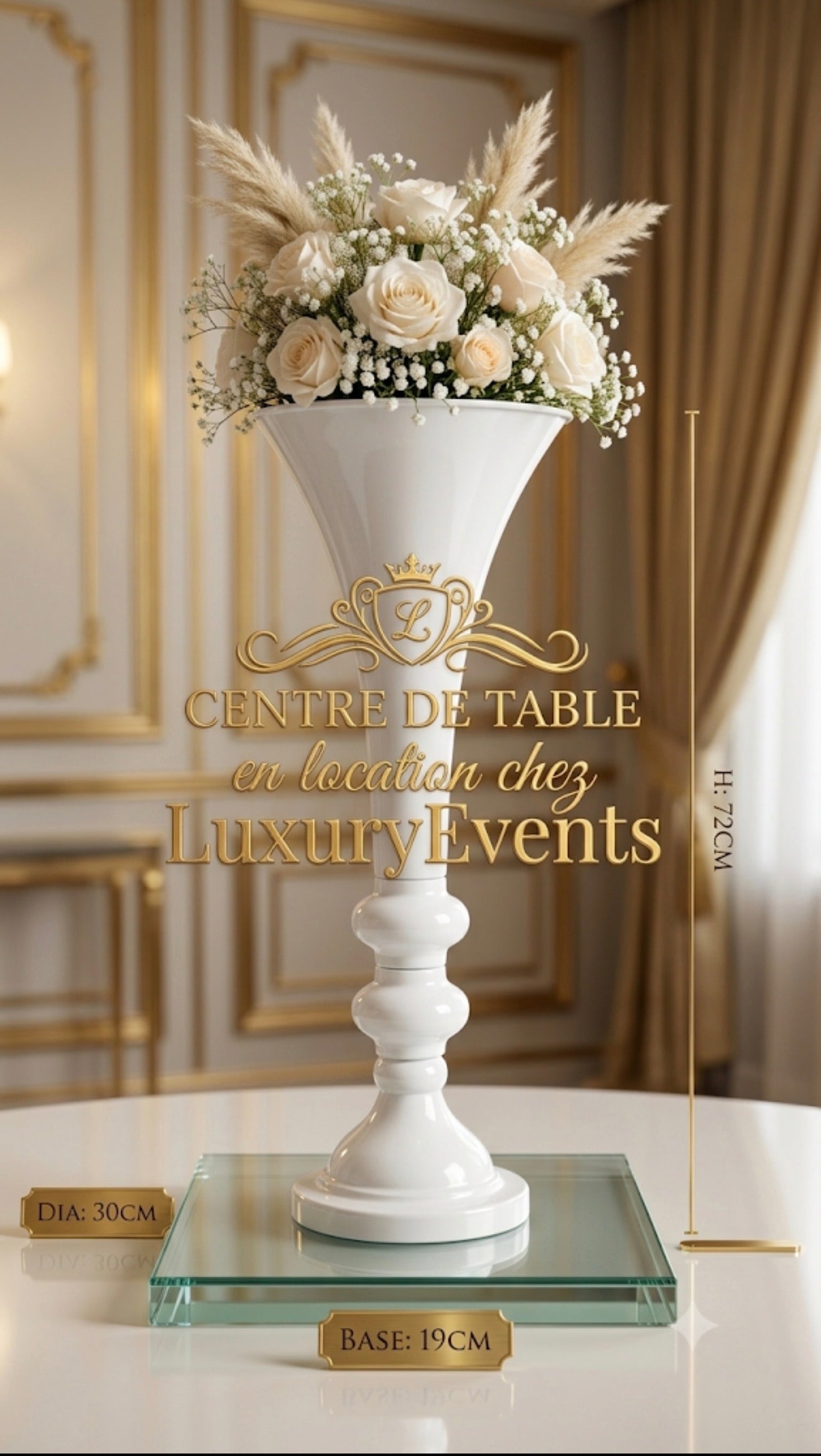Grand Vase Blanc Centre de Table