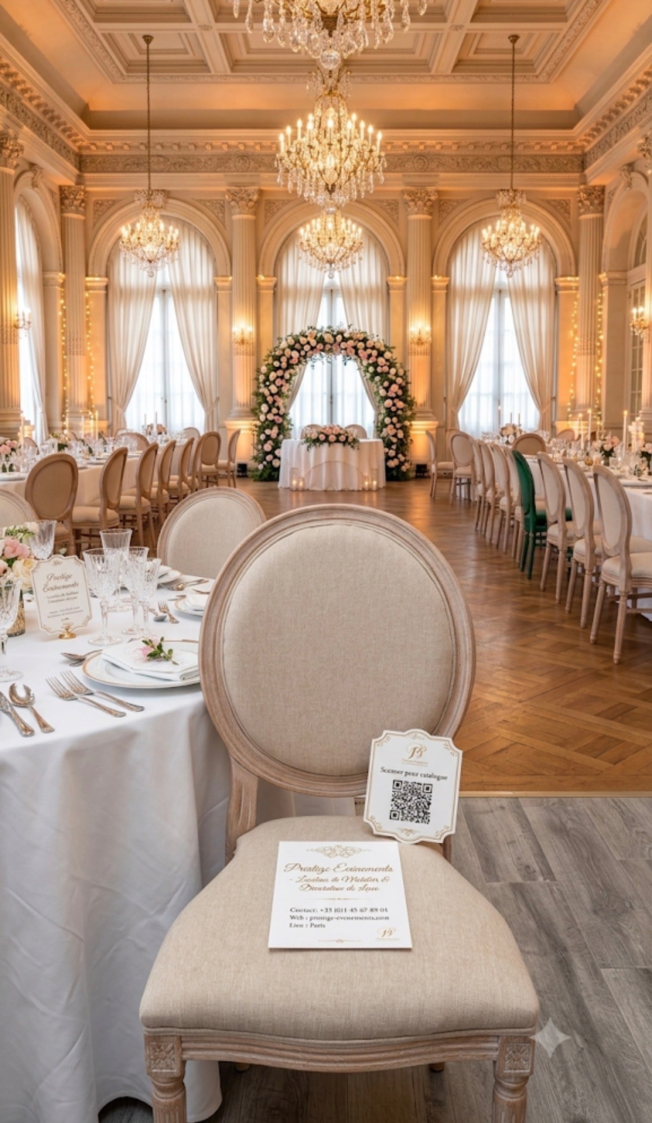 Location Chaise Louis XVI Tissu Naturel – Stock jusqu’à 200 unités | Luxury Events