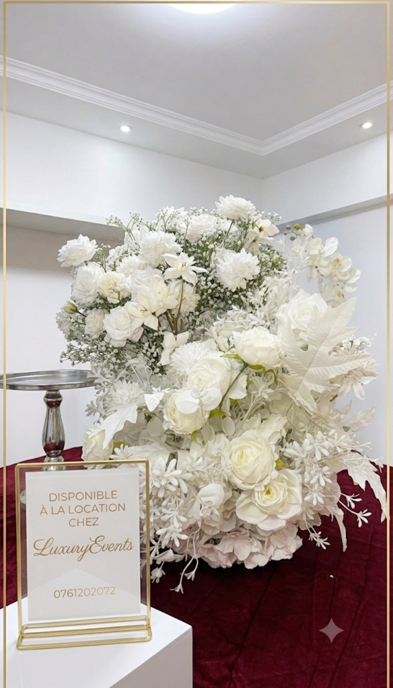Demi-Boule de Fleurs Gypsophile & Blanc
