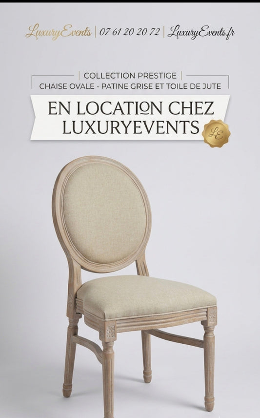 Location Chaise Louis XVI Tissu Naturel – Stock jusqu’à 200 unités | Luxury Events