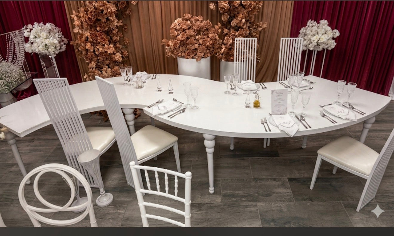 Table Blanche en S Prestige – Location Événementielle