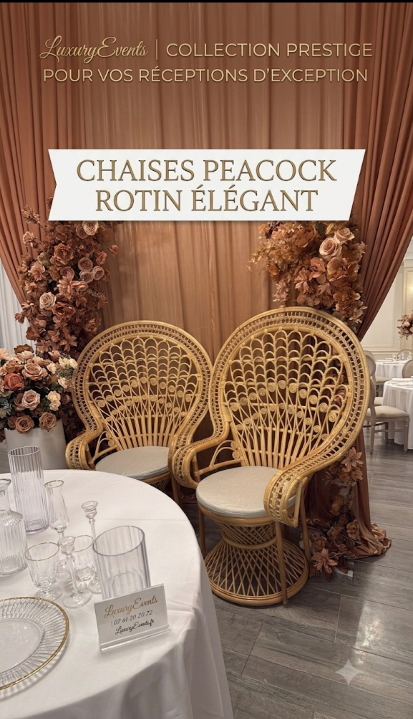 Chaise Peacock Rotin Élégant – Location
