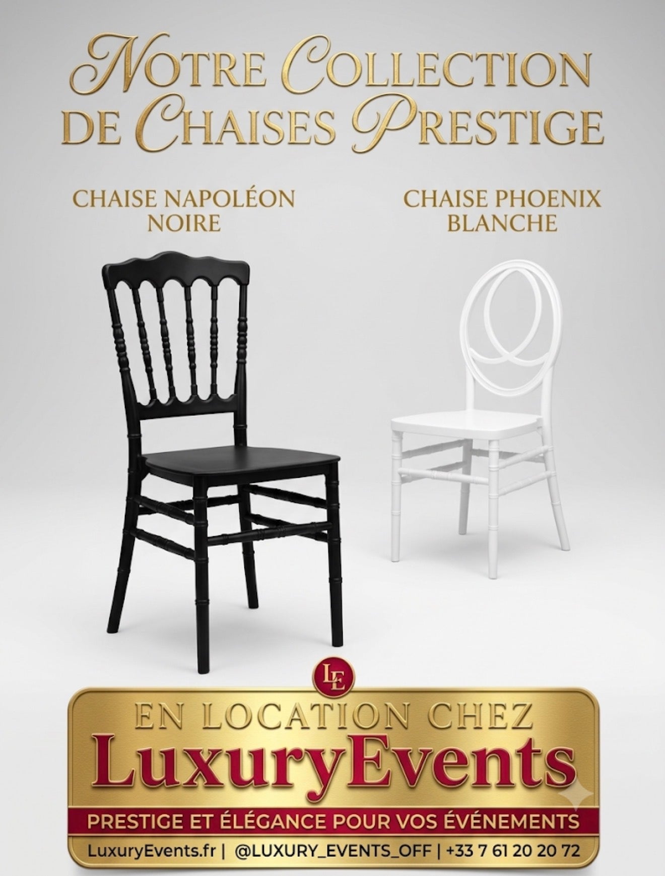 Location Chaise Napoléon Noire – Collection Prestige