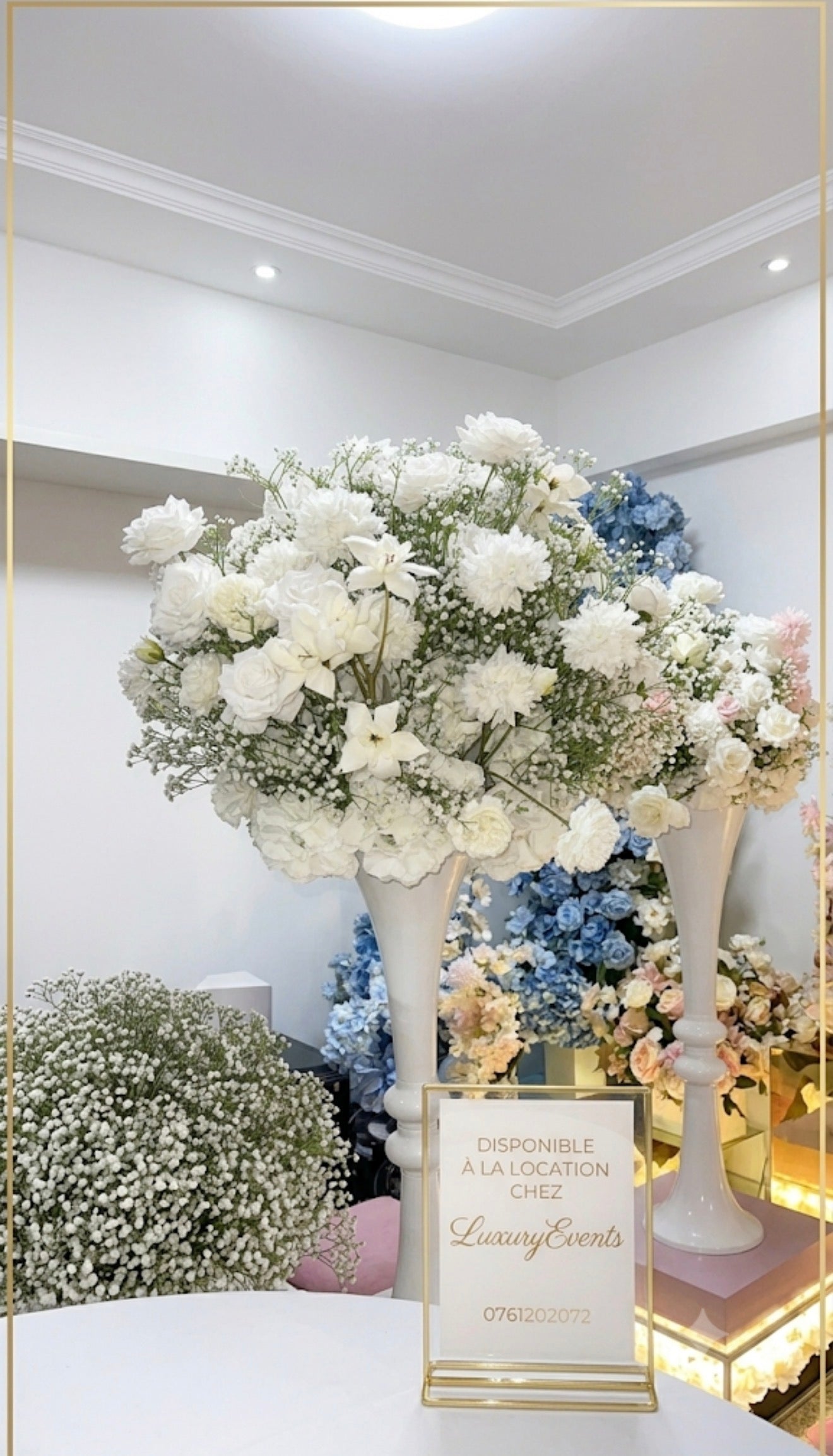 Demi-Boule de Fleurs Gypsophile sur Pied