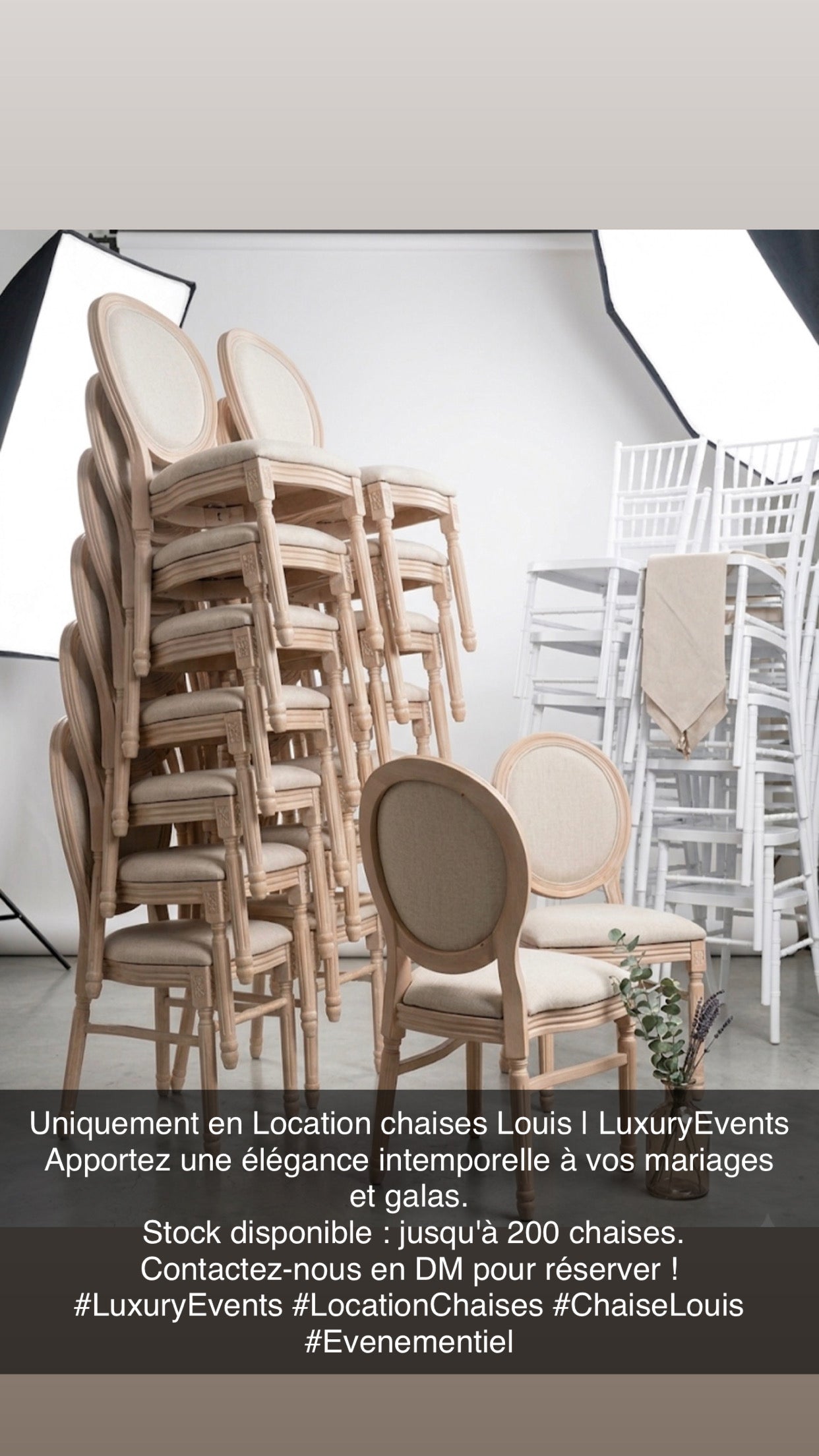 Location Chaise Louis XVI Tissu Naturel – Stock jusqu’à 200 unités | Luxury Events
