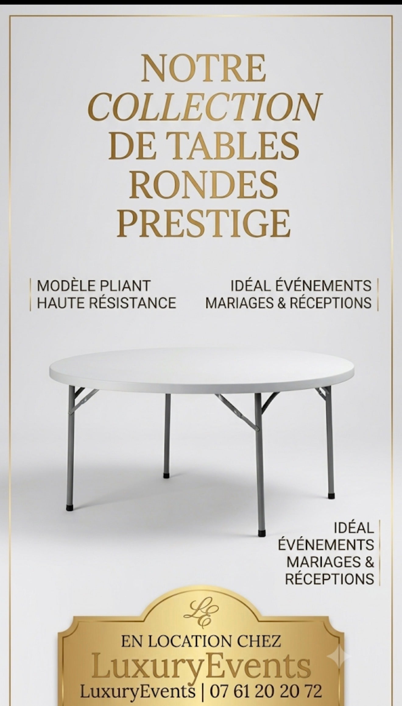 Table Rondes Pliante Prestige – Location Événementielle
