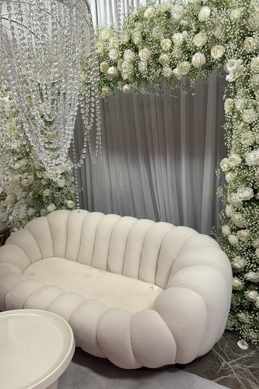 Espace Trône Blanc Floral & Cristal
