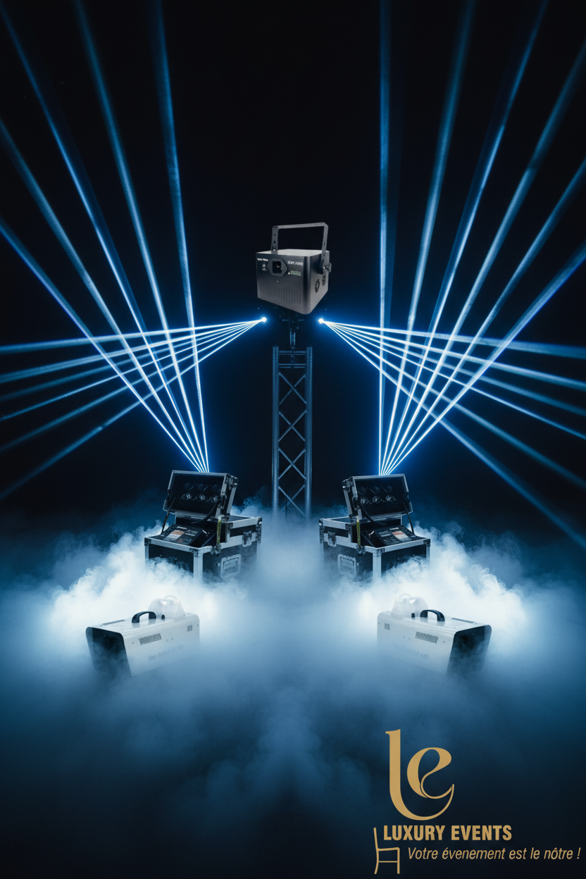 Pack Laser + 2 Machines à Fumée Lourde + Machine au Sol + Clavier de Commande | Luxury Events