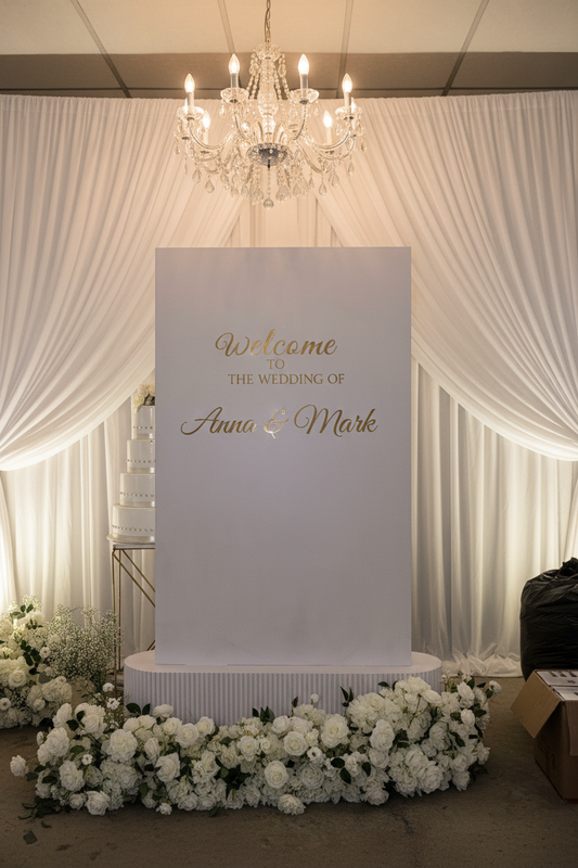 Location Panneau de Bienvenue Blanc Floral