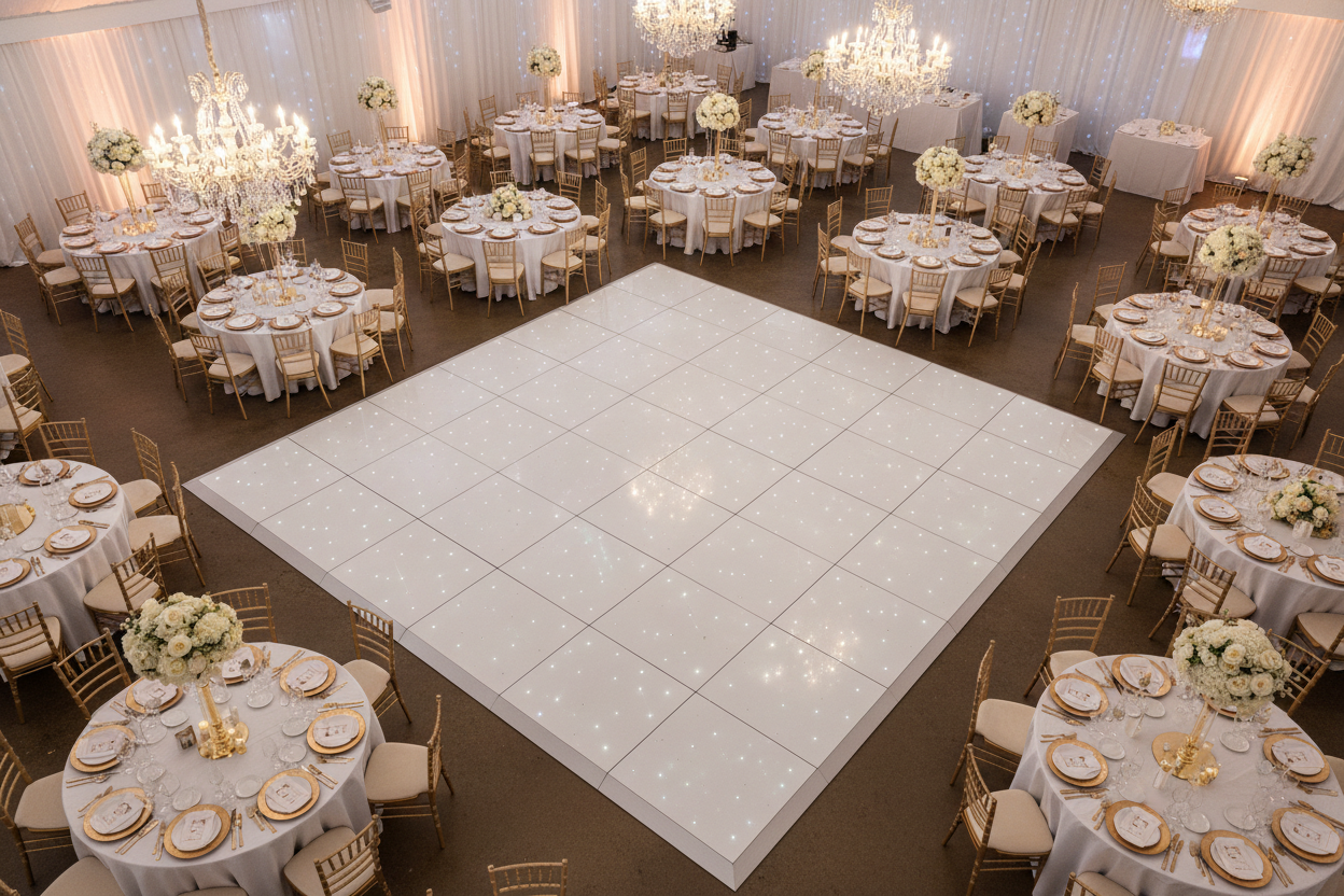 Location Piste de Danse Blanche LED Étoilée