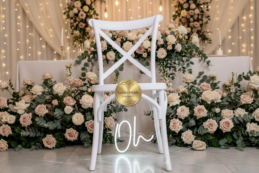 Chaise Bistrot Blanche Croix Polypropylène – Neuve | Luxury Events