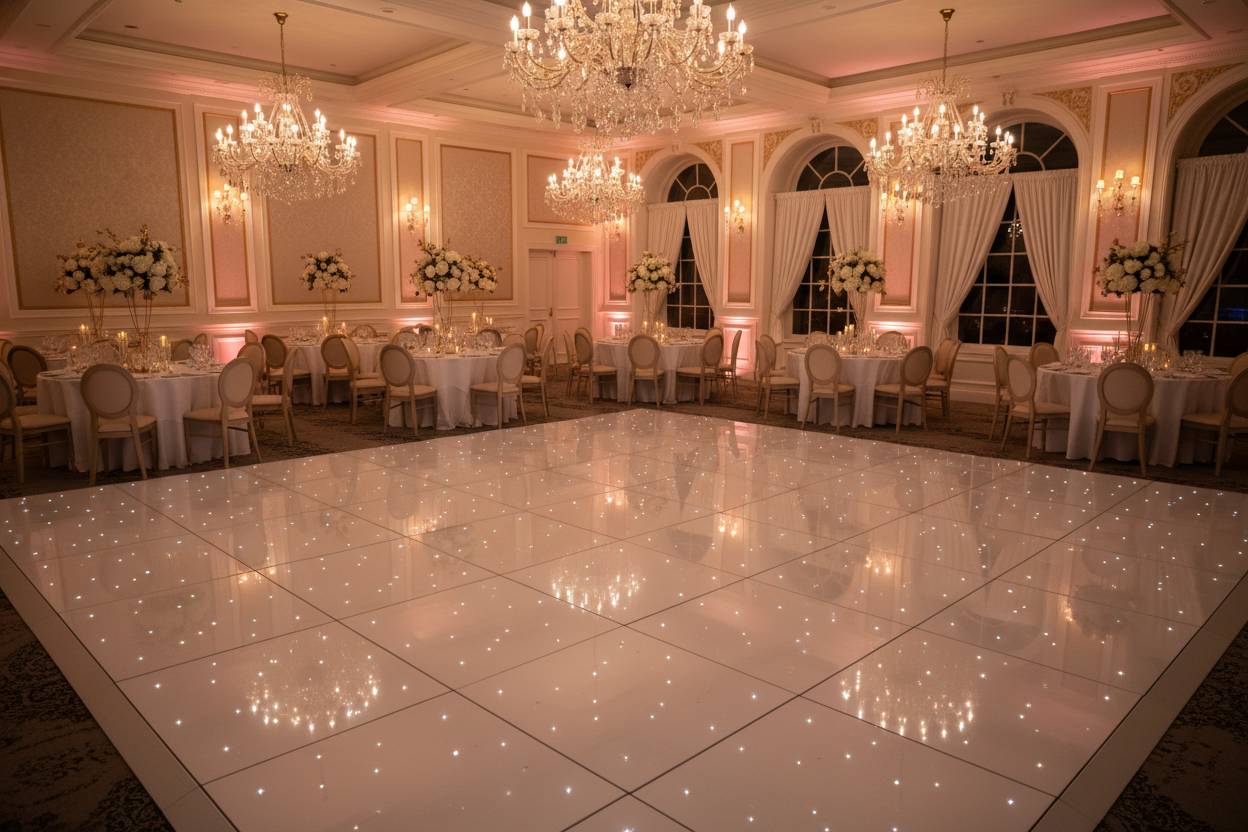 Location Piste de Danse Blanche LED Étoilée