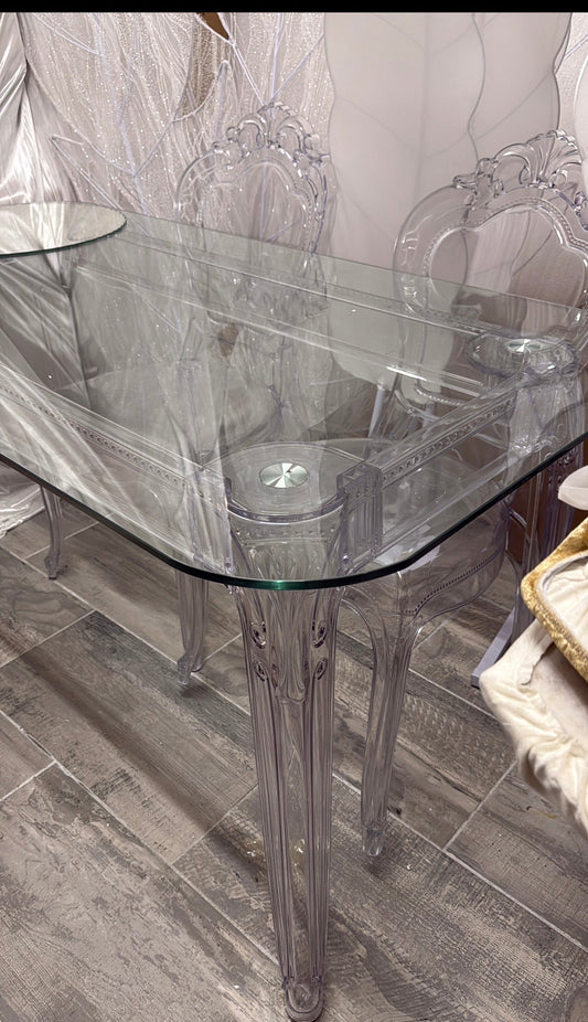 Table d'Honneur Plateau Verre Sécurit Pieds Plexi Transparent – Neuve | Luxury Events